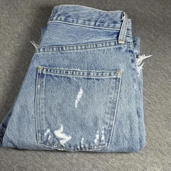 AGOLDE 90s Mid Rise Womens Size 23 LightWash Distressed cut#62170 style#A069C811 - Picture 2 of 9